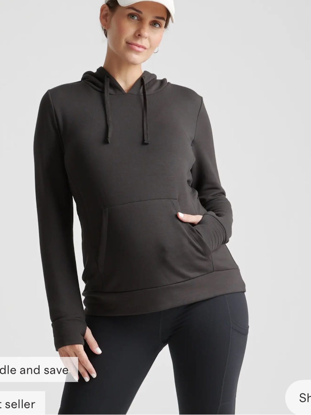 Quince Black Nursing Hoodie with side zip access